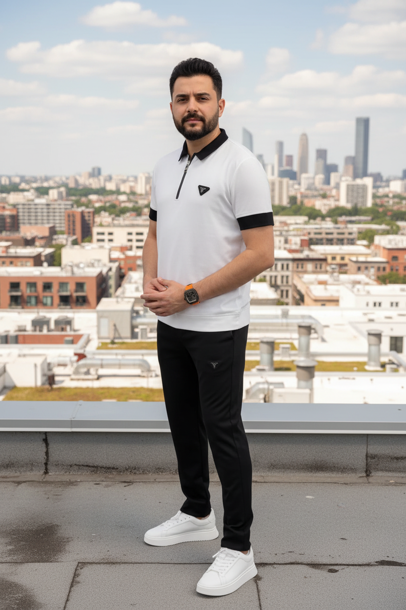 Black Contrast Prada Tracksuit