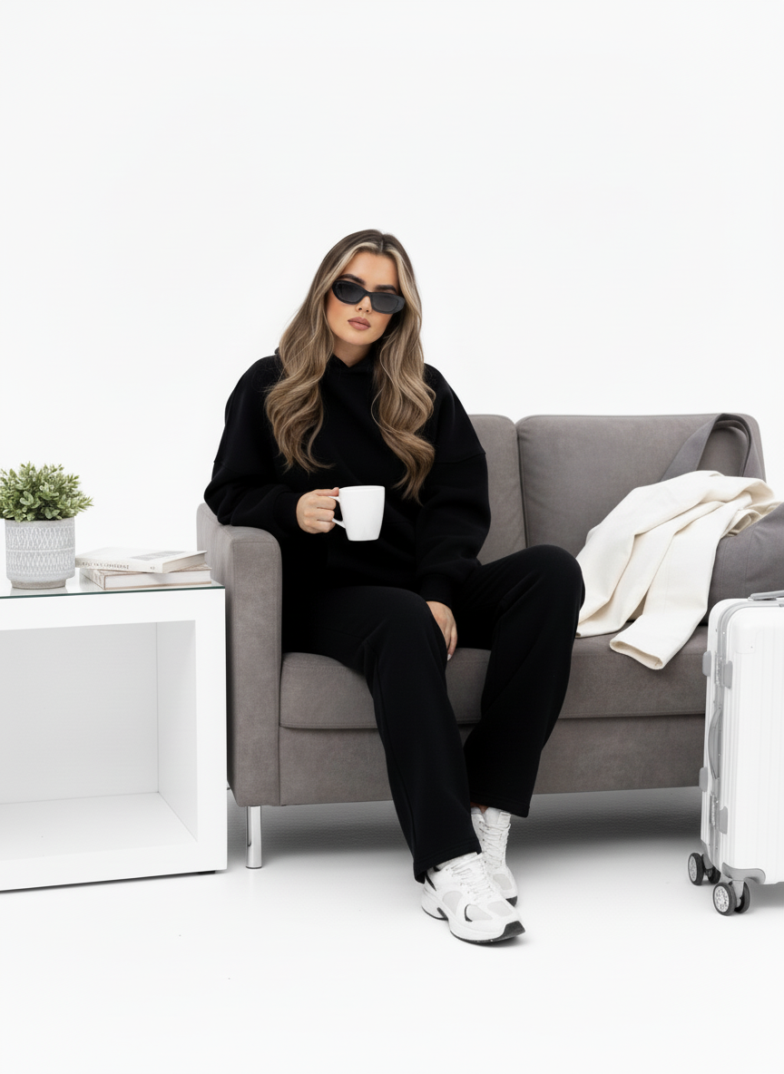 Black Wide Leg Tracksuit